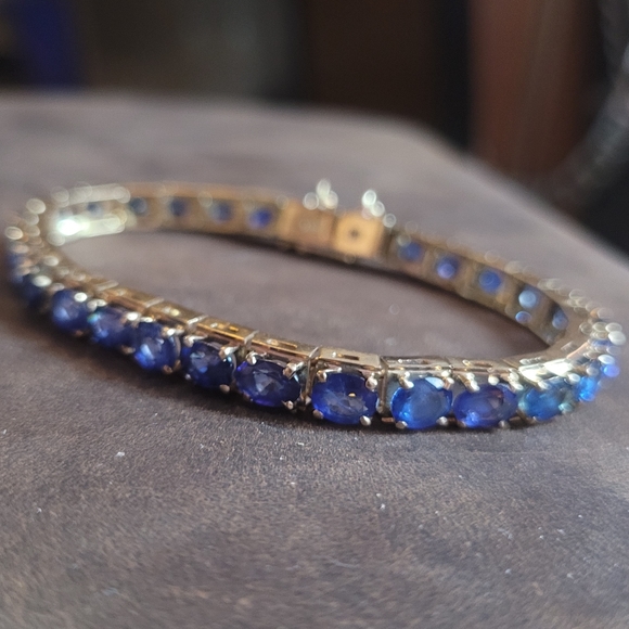 18k gold bracelet with saphires - Picture 1 of 4